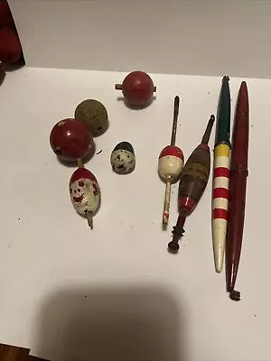 Vintage Wooden And Cork Bobber Lot Of 9 Bobbers • $0.99