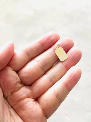 $79.99 • Buy 1/2   Polished Dog Tag Pendant Real 14K Yellow Gold  ( Pendant Only )