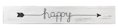 £14.50 • Buy HAPPY Large 75cm Wooden Sign Hanging/Propped For Home Event Wedding White Arrow 