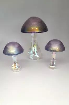 £45 • Buy Heron Glass Purple Mushroom Set Of Three - Gift Boxes - Handmade In Cumbria, UK
