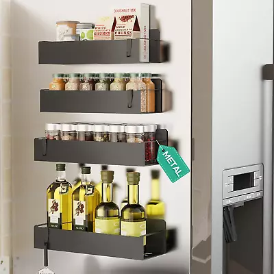 Metal 4 Pack Magnetic Spice Rack For Refrigerator With 4 Removable Metal • $26.18