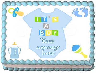 BABY BOY SUIT Baby Shower Image Edible Cake Topper Decoration • $8.50