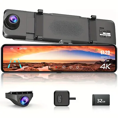 4K HD Rearview Mirror Car DVR Dual Dash Cam Camera Front Rear Video Recorder • $107.99