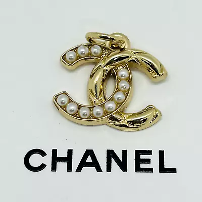 CHANEL Vintage Necklace Charm Parts Pearl X Gold 18 × 14mm With Engraving • $39.99