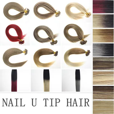 8A 16''-22'' 1g/s Pre Bonded Nail U Tip Keratin Remy Real Human Hair Extensions • £64.71