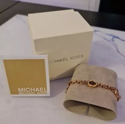 Michael Kors Rose Gold Tone Logo Chain Link Womens Bracelet  • $73.46