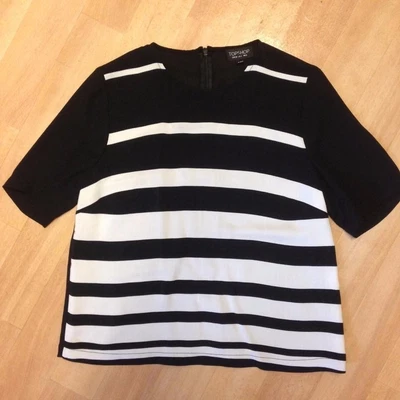 £5.50 • Buy Topshop Black And White Cropped Stripy Striped Boxy Tee Top Size 6