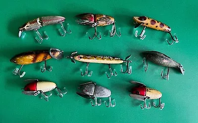 Vintage Heddon Fishing Lures Lot Of 9 Warriors 8 Wood 1 Plastic • $20.50