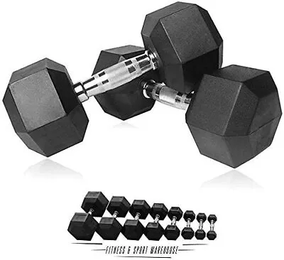 $47.99 • Buy 1KG-10KG Rubber Hex Dumbbell Fitness Home Gym Exercise Strength Weight