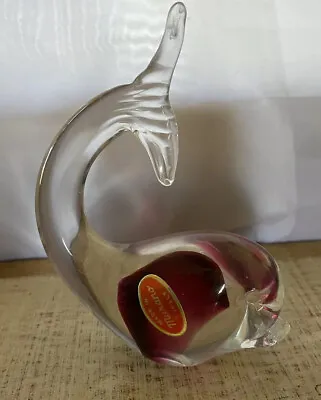 New Authentic Murano Glass Burgundy Dolphin. Italy • $42