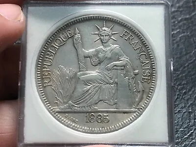 France Indochine Coins 1 Piastre Silver 1885 Original Vintage Very Rare_LDP Shop • $550