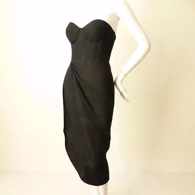 ELLE ZEITOUNE Sheath Midi Dress NWT Size 6 US 2  Black Strapless  • $179