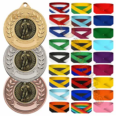 Girl Player Football Medals & Ribbons Girls Football Medals Metal Medal Packs • £14.50