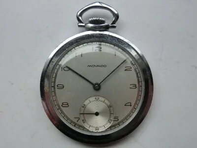 MOVADO Vintage Pocket Watch Mechanical SS Retro 1960's Open Face Swiss JAPAN • $333.96
