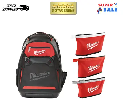 Milwaukee Jobsite Backpack 15-Inch Zipper Tool Bag Storage Polyester (3-Pack) • $109.99