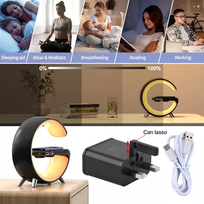 Wireless Alarm Clock Intelligent Bluetooth Speaker RGB LED Night Light Charger • £49.99