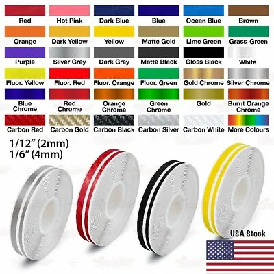 $9.95 • Buy 1/2  Roll Vinyl Pinstriping Pin Stripe Double Line Car Tape Decal Stickers 12mm