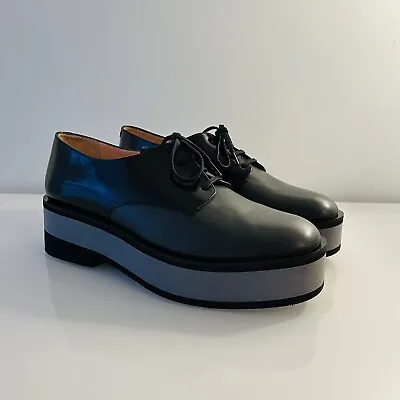 Robert Clergerie Shoes Black Grey Platform Oxford 39/ Uk 6 New Flatform Lace Up • £175