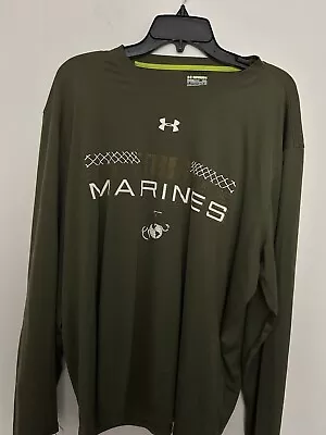 Under Armour Marines “Protect This House” Long Sleeve T Shirt X XL Green Loose • $28
