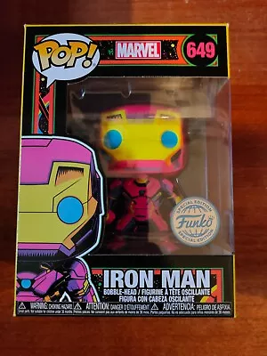 Funko POP! Marvel Iron Man #649 Blacklight Special  Edition BNIB Free UK P&P • £12