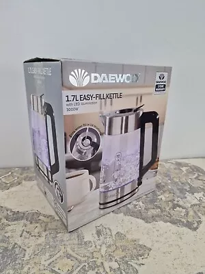 Daewoo Glass Kettle Light Up 1.7L Easy Fill 3KW Rapid Boil - TOP MISSING - READ • £17.45