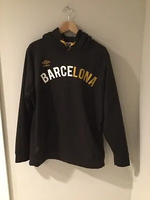 Umbro Barcelona Hoodie Sweatshirt Medium Black Gold Yellow Pullover • $18.26