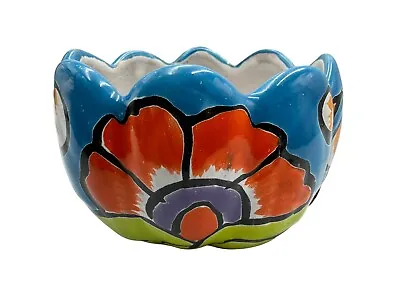 Talavera Planter Pot Mexican Pottery Folk Art Home Decor Multicolor 3.75  • $27