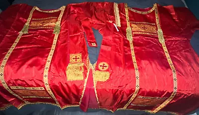 Gorgeous Rare Vintage Catholic Deacons 4 Piece Red & Gold Dalmatic Vestment Set • $100