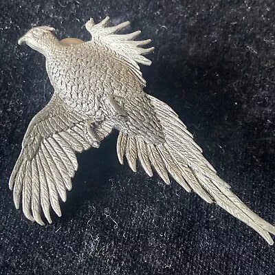 Large Pheasant Pewter Twin Pin Brooch By AR BROWN UK - Hunting Shooting Bird • £4.99