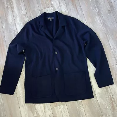 Brooks Brothers Men's Navy Knit Cardigan Size XL Navy Blue Preppy Button Up • $11