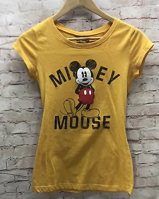 Disney Mickey Junior Women's Shirt Size S(3-5) Cap Sleeve Yellow • $13.05