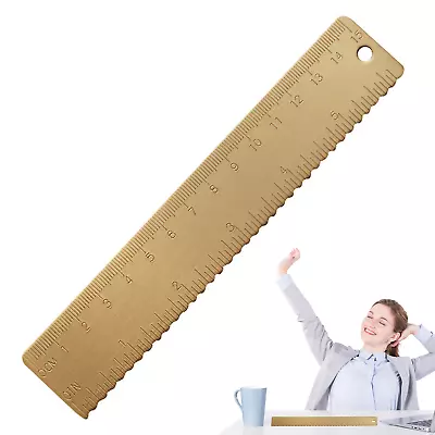 Vintage Brass Straight Ruler Bookmark Metal Ruler Protractor Measuring Tool  • $10.94