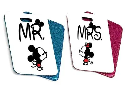 £7.49 • Buy Mr & Mrs Mickey Minnie Luggage Tag Set, Ideal Wedding Gift, Present Married