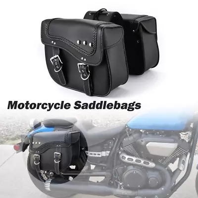 Black Motorcycle Saddlebags Tool Luggage Bags For Harley Dyna Wide Super Glide • $113