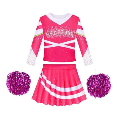 Kids Zombies 3 Addison Cheerleader Cosplay Dress Halloween Outfit Xmas Gift • £8.75