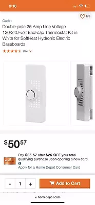 $24.99 • Buy Cadet Wall Heater Thermostat EBKNW