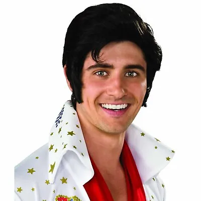 Black Elvis Wig 1950s Danny Grease Mens Costume Rock Roll The King Licensed • $36.95