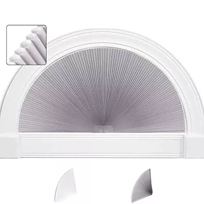 Arch Window Light Filtering Shades Pleated Fabric Blind Radius 36'' Half Circ • $58.15