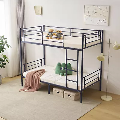 Over Twin Steel Bunk Beds Frame Ladder Bedroom Dorm Room For Kids Adult Children • $148.99