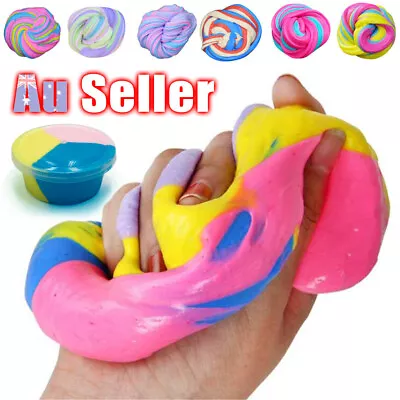 Colorful Strechy Slimes Rainbow Slime Unicorn Floam Fluffy Stress Relief Toy • $8.99