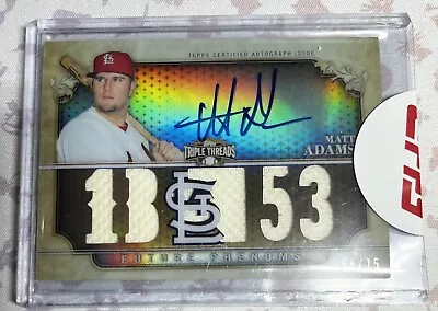 2013 Topps Triple Threads Matt Adams Auto 5 Piece Jersey Relic Card # 56/75 • $4