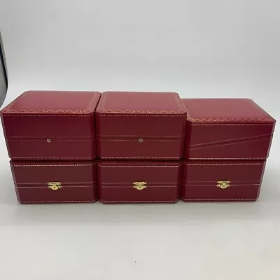 VINTAGE GENUINE CARTIER Watch Box Case Wood Leather Red 6 Set 240421002yA • $279.50