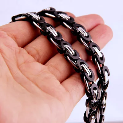 6/8/11mm Fashion Stainless Steel Byzantine Flat Chain Mens Womens Necklace 8-40  • $7.59