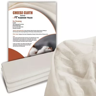 Muslin Fabric 100% Cotton Cheese Cloth For Cooking Straining Grade 90 62 INCH  • £37.99