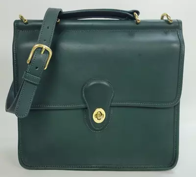 Vintage Coach Bottle Green Leather Willis Bag Purse • $400