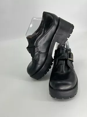 Vintage Y2K 90s Mudd Chunky Block Platform Loafer Heels Shoes Size 10 • $98.99