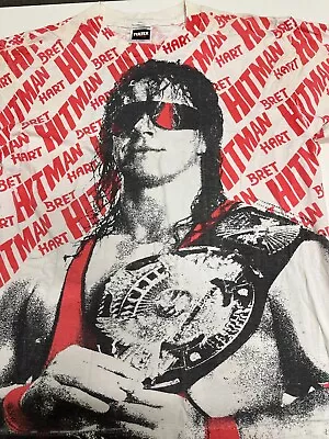 Vintage 1993 Bret Hart T-Shirt The Hitman All Over Print AOP 90s WWF Original XL • $274.99