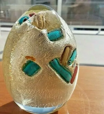 Vintage Large Murano Egg Shaped Glass Paperweight 4  Inspired By Picasso Rare • $48