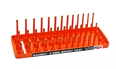 Hansen 1/4  Socket Tray Organizer Holder 3 Row Metric MM Shallow Deep Orange • $15.99