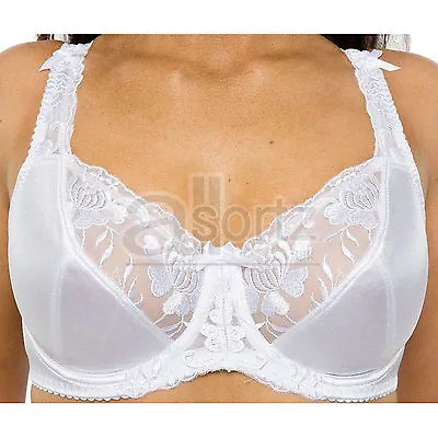 £13.95 • Buy White Underwired Bra Ladies Satin Lace Firm Control Plus Size Large Full Cup Uk